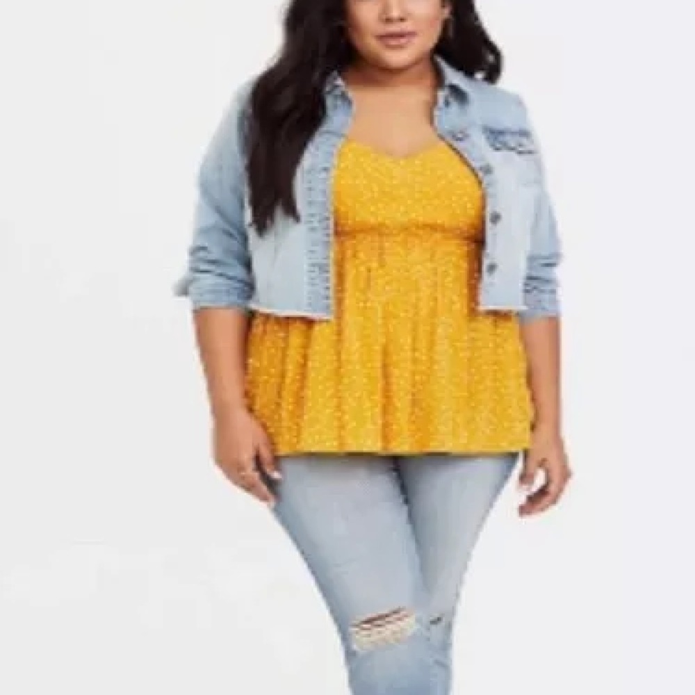 Torrid size 2 yellow polkadot challis babydoll cami